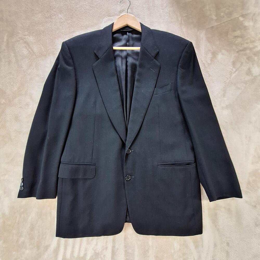 Canali Proposta Suit Jacket Mens IT 48 Black Wool Ventless 2 Button Italy Formal